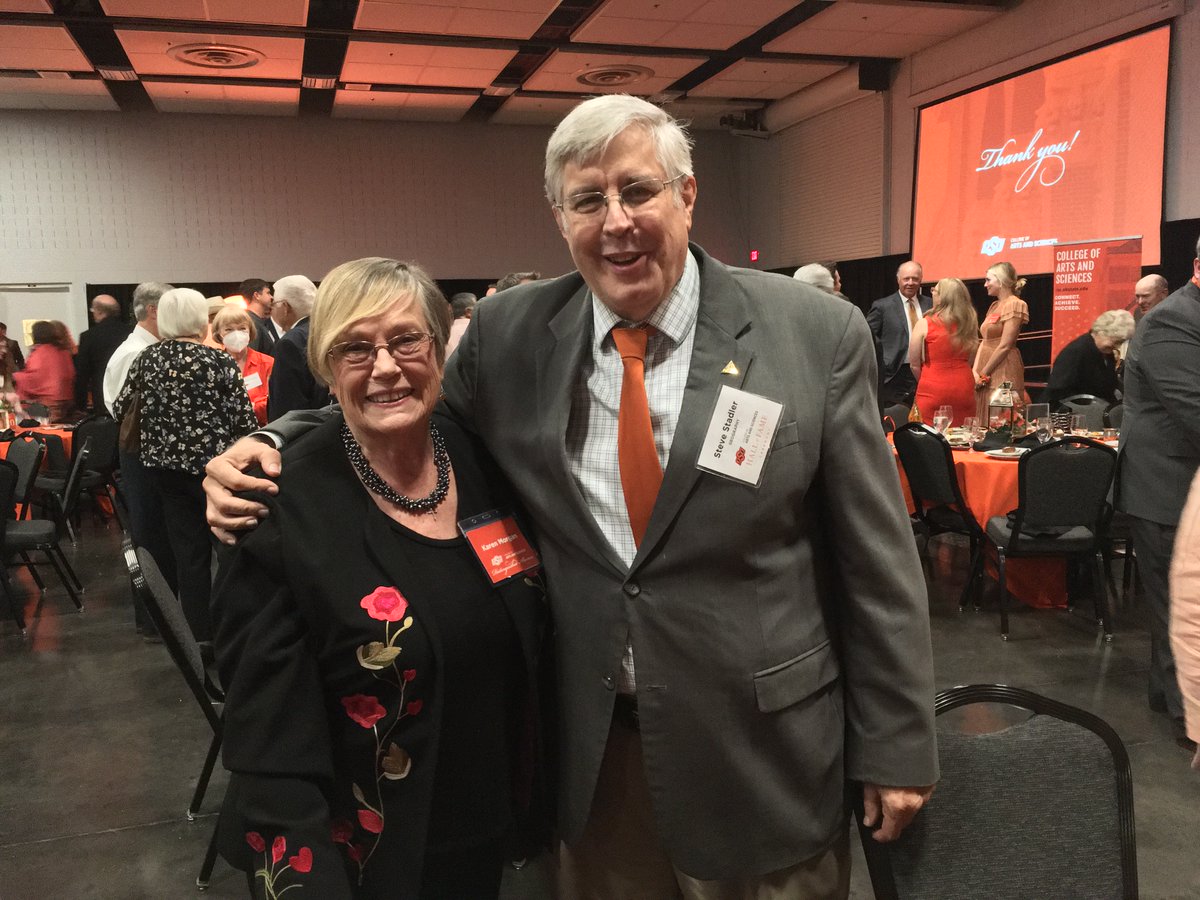 Sending our congratulations to our Distinguished Alumna, Karen (Allen) Morgan, B.S. Geography and M.S. Environmental Studies, and her advisor, Dr. Stadler. Karen was recently recognized at the @OkstateCAS Hall of Fame Ceremony! cas.okstate.edu/honors/alumni/… #okstate #CowboyFamily