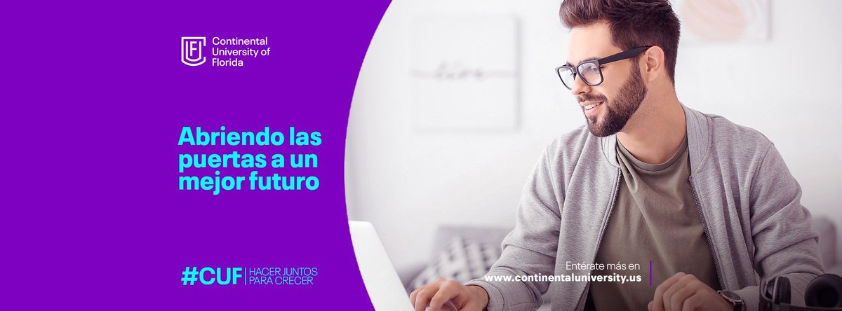 waltercurioso's tweet photo. Somos Continental University of Florida, establecida en el estado de Florida, USA. Una universidad donde podrás estudiar 7 carreras de Pregrado y 6 programas de Maestría, 100% en español y 100% online.  Conoce más en https://t.co/Kh2zJRPd03 
#CUF #HacerJuntosParaCrecer https://t.co/uzq49J3k9C