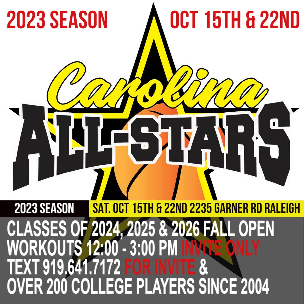 Carolina All-Stars Track Record Speaks for Itself 🏀Over 200 CAS College Players since 2004 Not about what we say, it’s about what we have done consistently for nearly 20 years‼️ If interested in chance to join our legacy for 2023 Season, attend a Fall Open Workout 10/15, 22!