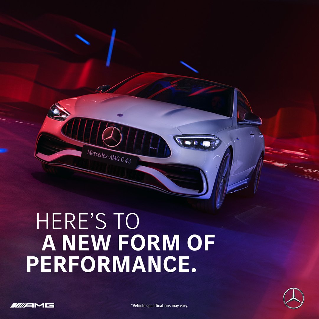 MercedesBenz_SA's tweet photo. Here’s to the heart, here’s to the Mercedes-AMG C 43. Introducing the latest vehicle
from the C-Class range, now available for you to experience.
#MercedesBenz #AMG #MercedesC43 https://t.co/sL3BX3fzJy