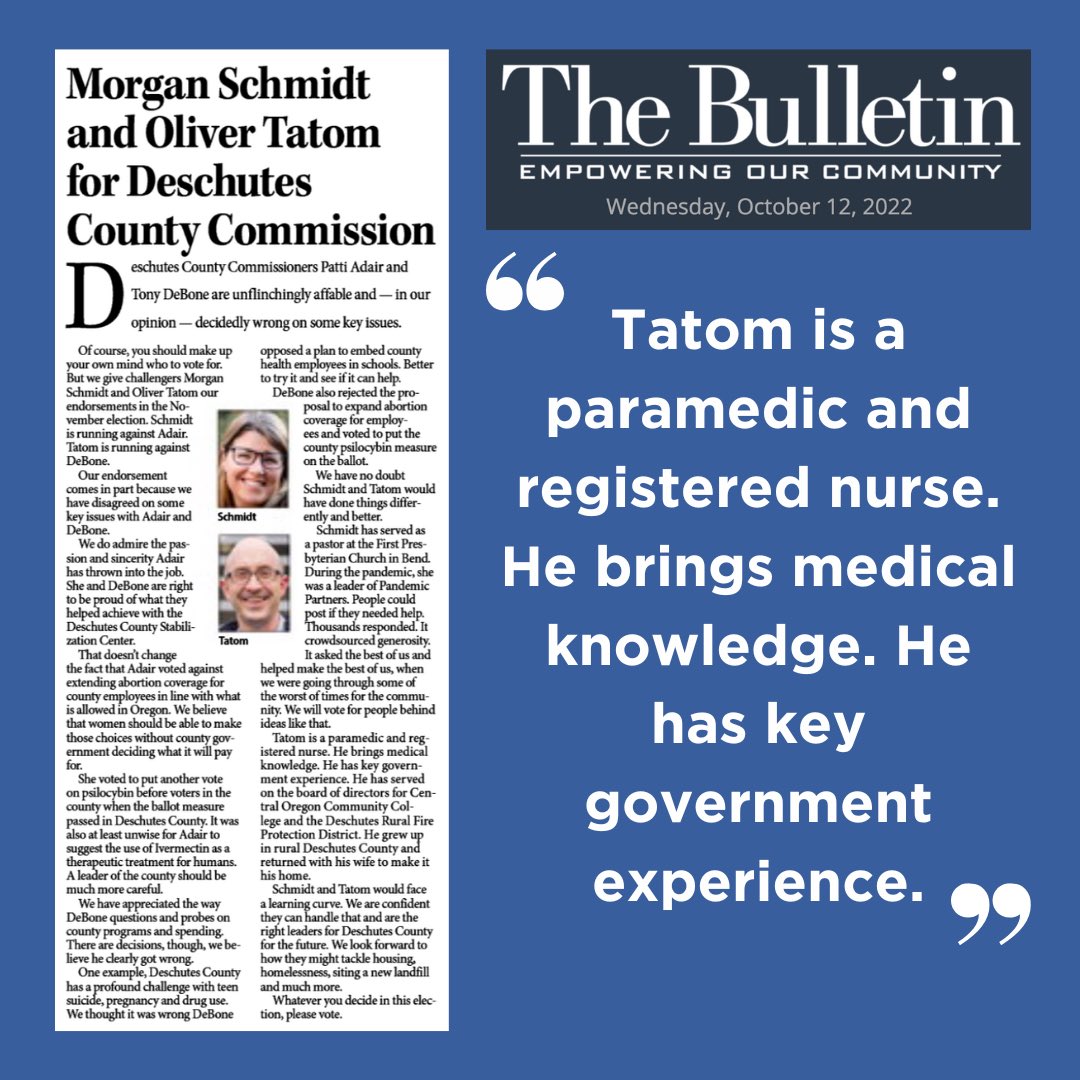 Oliver Tatom for Deschutes County Commissioner tweet media