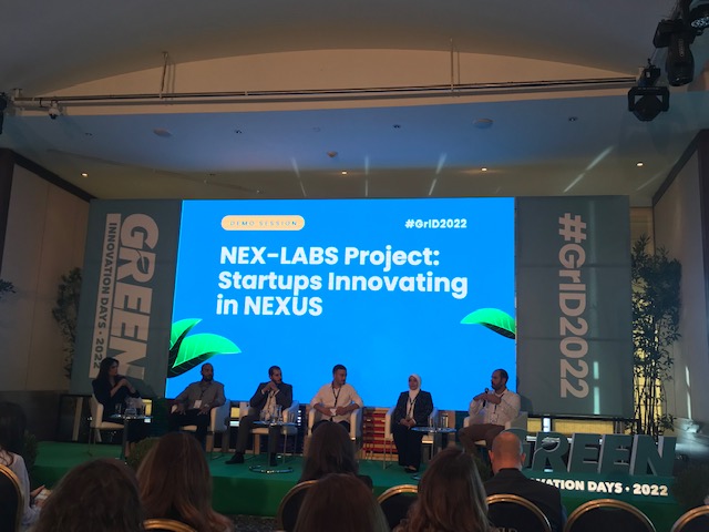 nex_labs's tweet photo. NEX-LABS #startups on stage at #GrID2022 presenting their #innovation in #wef #nexus @ENICBCMed #goMED @berytech https://t.co/wXhFiwzURc