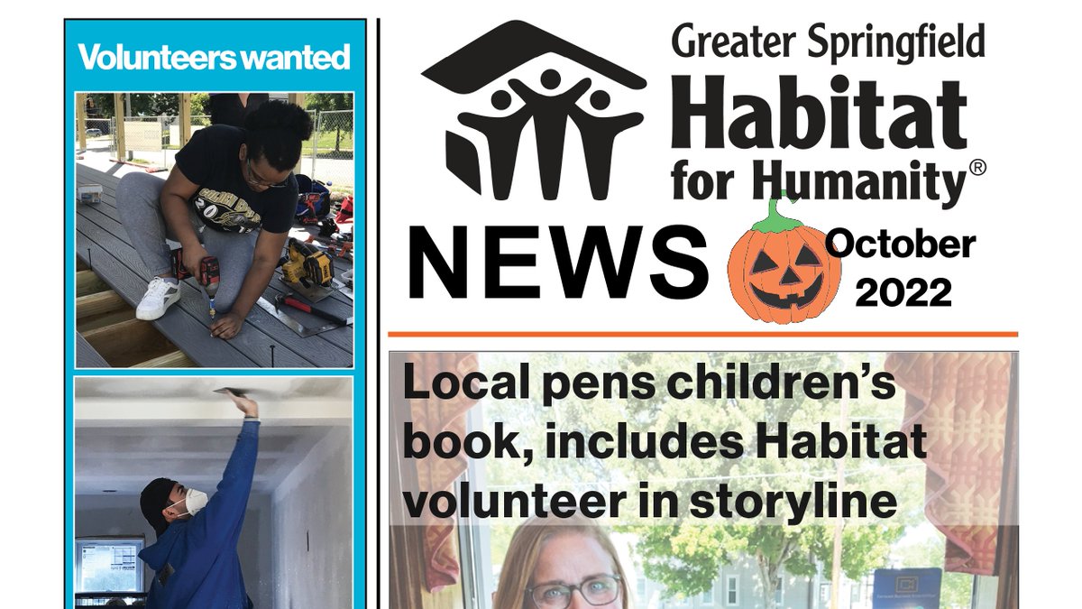 GSHFH's tweet photo. Extra! Extra! Read all about it! Local photographer @ErinChrusciel pens children's book, includes Habitat volunteer in storyline; Greater Springfield Habitat welcomes two new board members; and #FallFeastival is just weeks away. To read more, go to https://t.co/hcs4OYrQKV https://t.co/GyxjGUEv75