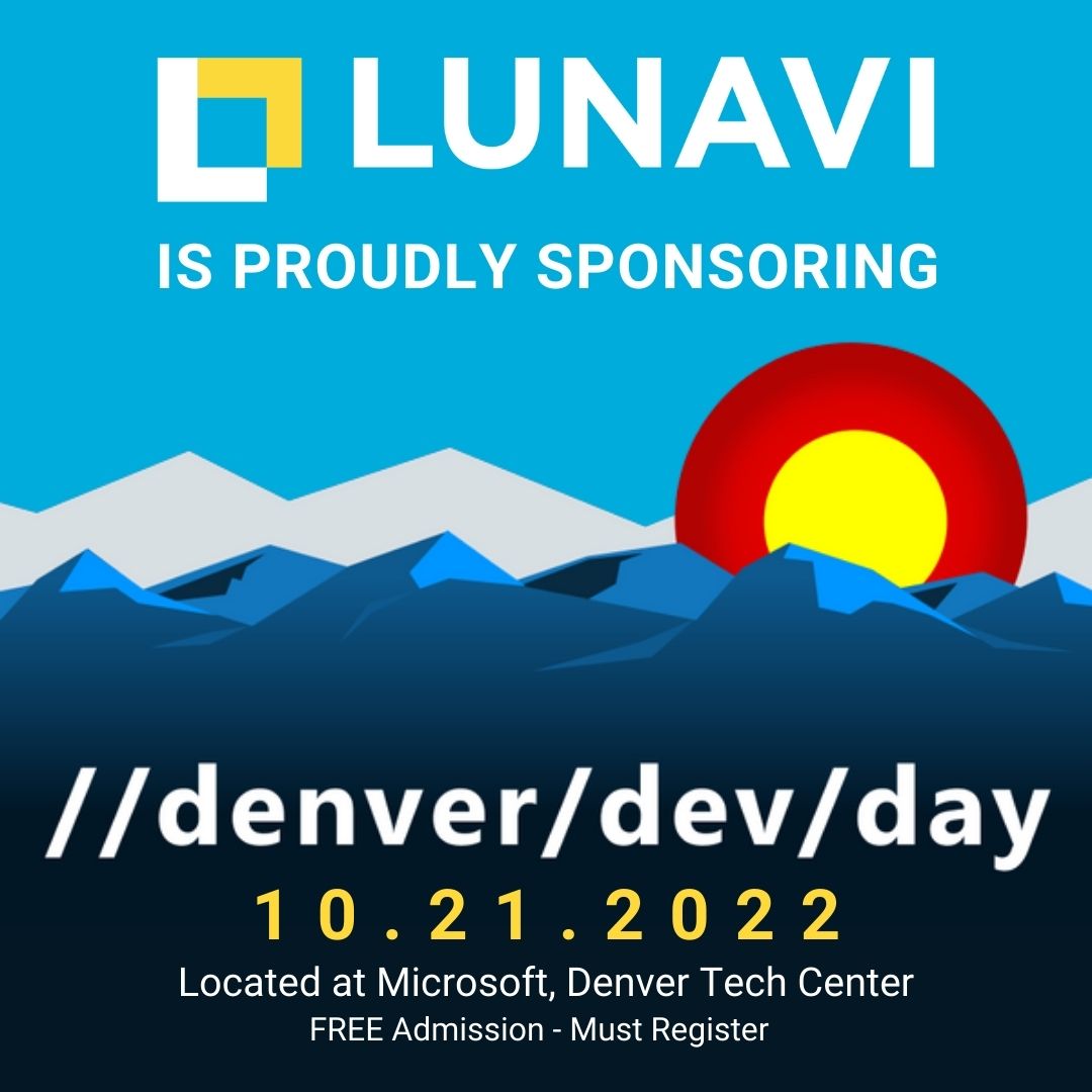 WeAreLunavi's tweet photo. Join us for Denver Dev Day on October 21st at Microsoft, Denver Tech Center! Colorado's premier, local community-organized developer event.

FREE Admission, register here: https://t.co/3hsr51Dshl

#DenverDevDay #DevelopersConference #DenverDevDay2022 #Developerlearning https://t.co/2Vc0FK9WqF