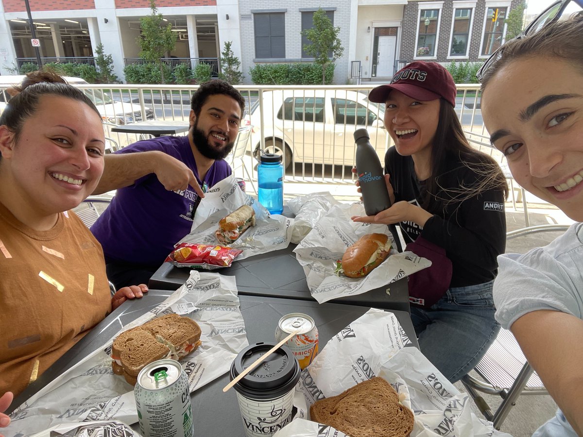 rapidnovor's tweet photo. Spotted: Our #sequencingteam taking a walking tour of Uptown #Waterloo this summer, making sure to stop by @VincenzosTweet for lunch &amp; @fourallicecream for dessert! We are now looking forward to all the fall activities to come. #teambonding #wellness #rapidnovorswag https://t.co/K6Q9IzNygd