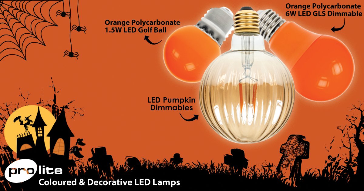 Don’t forget Prolite Lamps have a fantastic range of Coloured &amp; Decorative LED Lamps that would make a perfect addition to any Halloween party! Check out the full range here bit.ly/3rMyxFd  #prolitelamps #halloween #halloweendecor  #festoonlighting