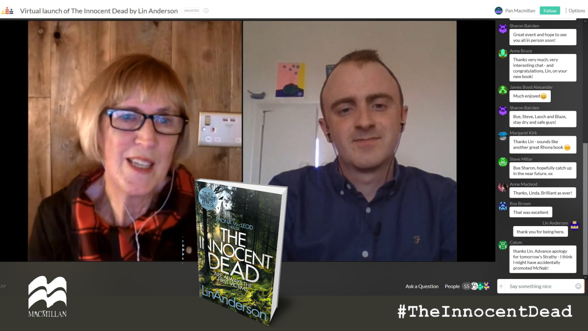 The virtual book launch event for Forensic Scientist Dr Rhona MacLeod book 15 - THE INNOCENT DEAD - is available to watch online! bit.ly/TIDcrowdcast #TheInnocentDead #LinAnderson #CrimeFiction #Thriller #BloodyScotland