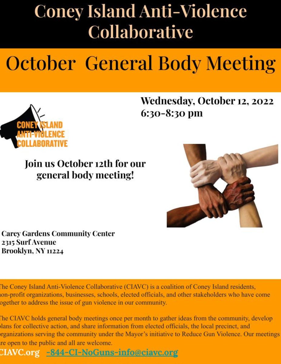 CIAVC_'s tweet photo. Tonight @ 6:30 pm 
Carey Gardens Community Center https://t.co/b8YNwKvecY