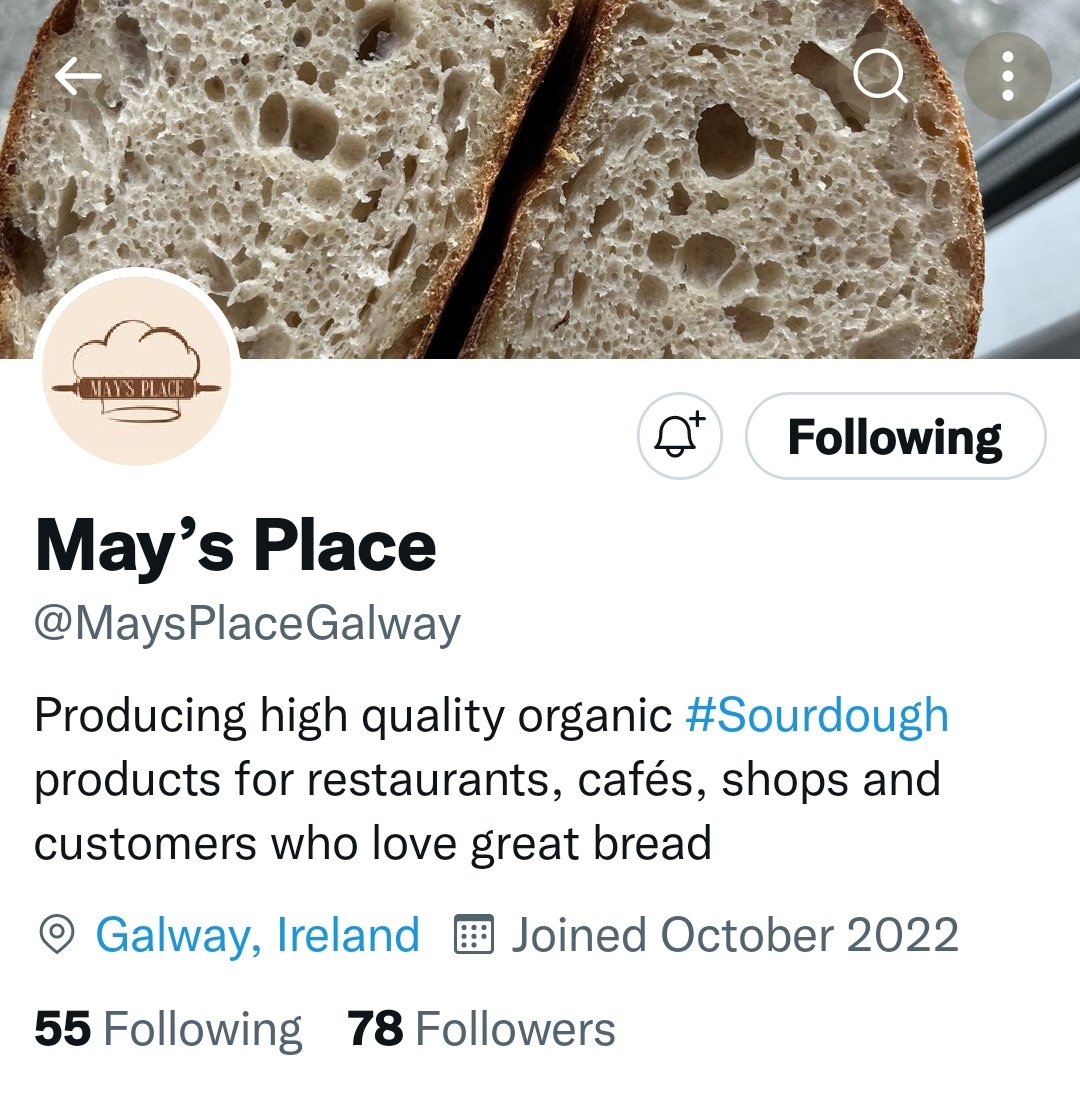 Please Welcome to the Irish Food and Drink Twitter Network and Give a Follow to 
<a href="/MaysPlaceGalway/">May’s Place</a> Baking top quality Sourdough Breads in Galway!