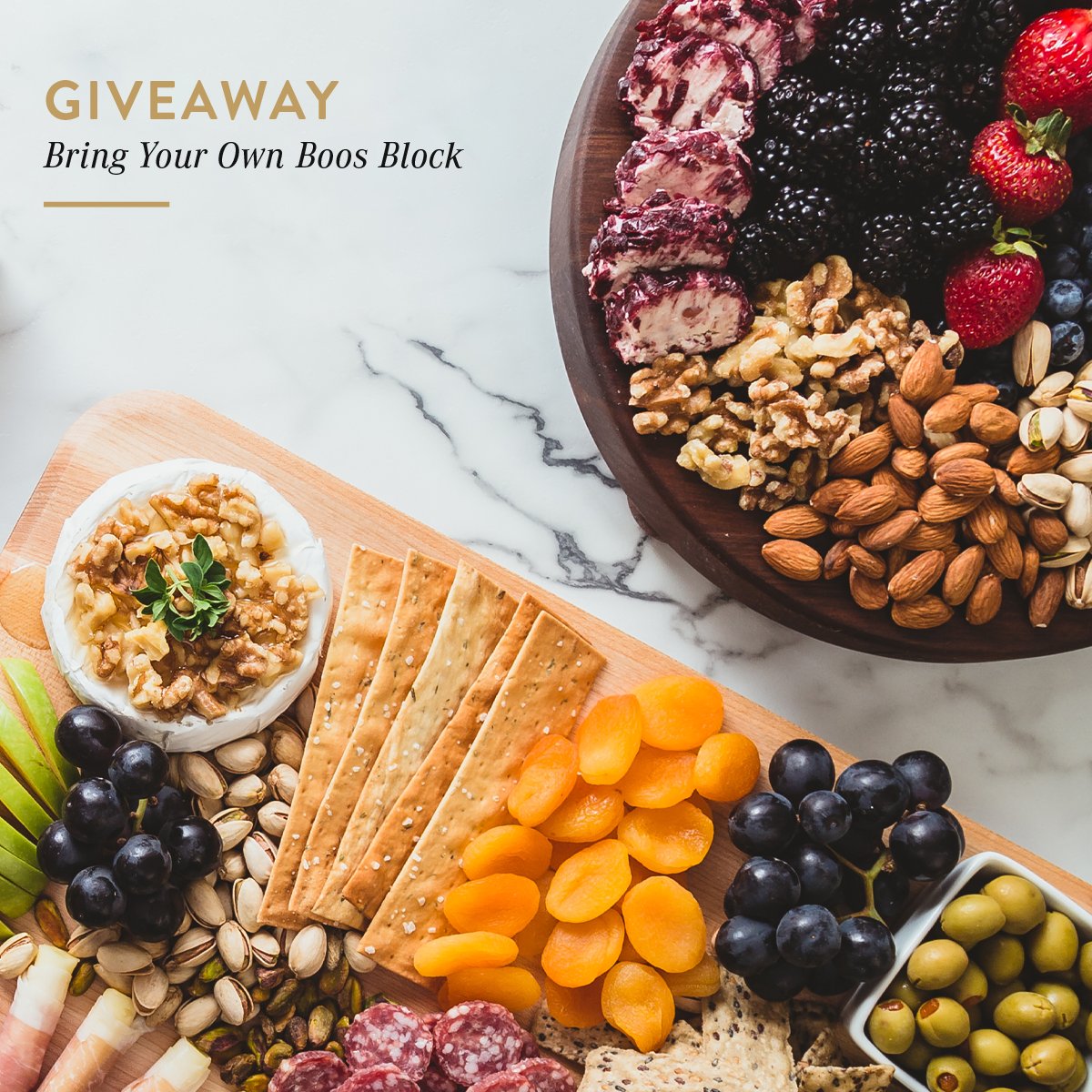johnboosco's tweet photo. Giveaway alert! With the holiday season upon us, start building your Boos Block charcuterie board and tag us @johnboosco with the hashtag #BYOBB.

The winner will receive: 
✨ (1) 20x15 maple cutting board
✨ (1) 12” round walnut cutting board
✨ (1) Care and maintenance kit https://t.co/2Mye0QbXcC