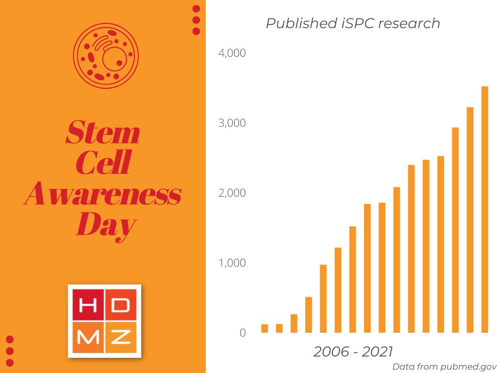 HDMZHealth's tweet photo. Today is #StemCellAwarenessDay! #iPSCresearch has increased dramatically, with ~30x more published papers in 2021 than 15 years ago. With more new technologies and advancements to come, we are excited to see where this leads. https://t.co/hHStJiS6Ek