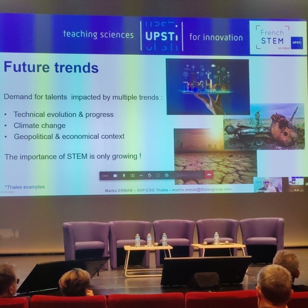 Monsieur_ABL's tweet photo. Intervention du Dr. Marko ERMAN, Senior Vice President, Chief Scientific Officer chez Thalès sur l'importance de la vision STEM #FrenchSTEM #Archimedes https://t.co/EhmiAcq30O