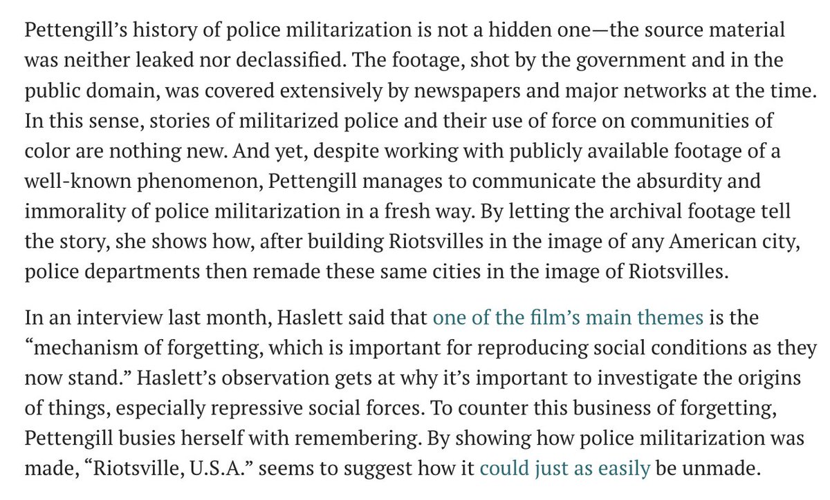 My review of @riotsvilleusa is out now in @lawfareblog. Sierra Pettengill's new doc, with lyrical narration from @tobihaslett, is a visual journey of police militarization from its inception—a phantasmic vision of the path taken. Go see this film. lawfareblog.com/view-riotsvill…