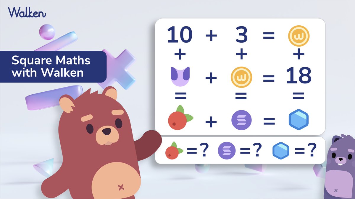 walken_io's tweet photo. 😉 Take a look at the Square Maths task!

How many SOLs, Mysberries, Gems have been required to solve this task? 🤔

Leave the number in the comments!

#walken_io $WLKN #Move2Earn https://t.co/Gms1VtNbnj