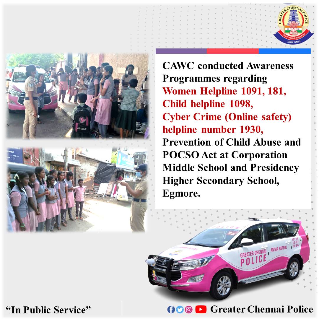 chennaipolice_'s tweet photo. Awareness Programs conducted regarding Crime Against Women and Children on 11.10.2022.

#greaterchennaipolice #shankarjiwalips #chennaicitypolice #chennaipolice #crimeagainstchildren #POCSO #womenhelpline #kaavaluthavi #dial1930 #womansafety #AwarnessCampaign #CAWC https://t.co/j69PwRdSAx