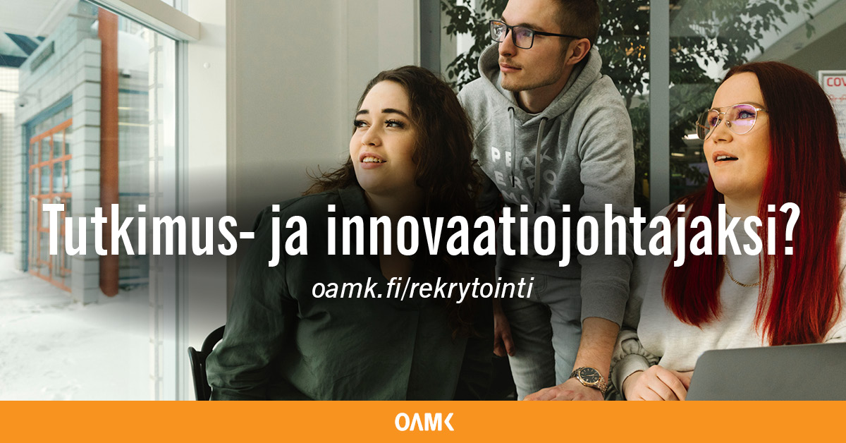 🔸Onko sinulla laaja-alaista tutkimus-, kehitys- ja innovaatio-osaamista ja oletko tottunut johtamaan projektiorganisaatiota? Haemme tutkimus- ja innovaatiojohtajaa. Kiinnostuitko? Lue lisää ja hae viimeistään 23.10. 👉 ats.talentadore.com/apply/tutkimus… #oamk #rekry