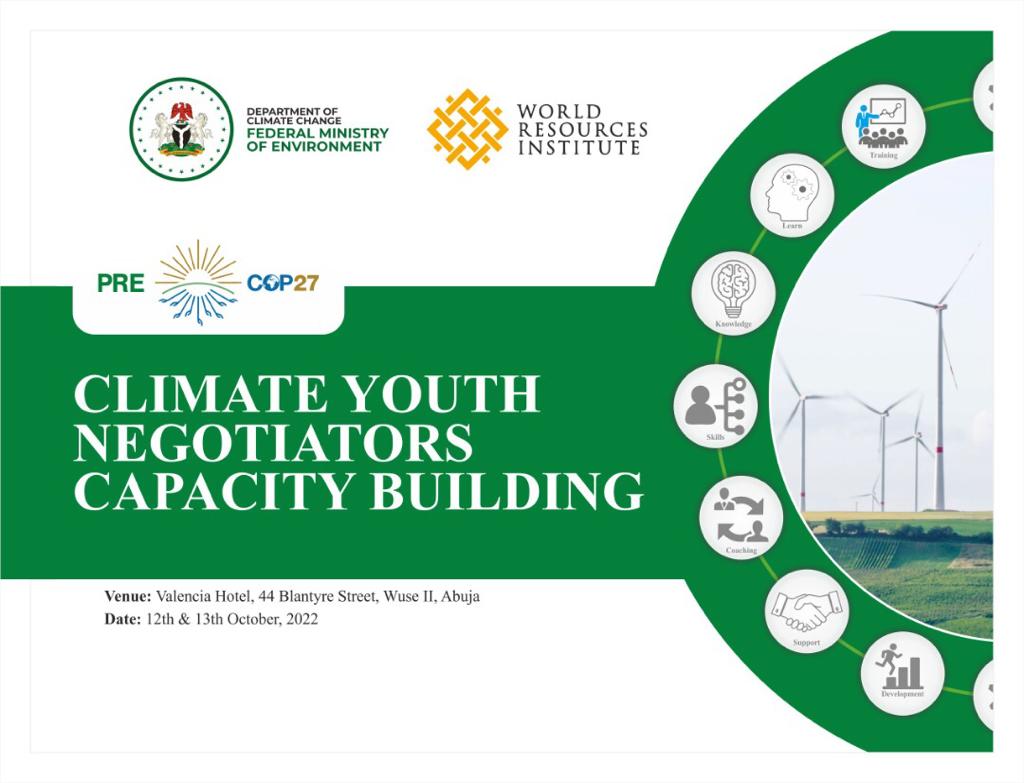 Department of Climate Change (@fmeclimateng) on Twitter photo Preparation for <a href="/UNFCCC/">UN Climate Change</a> <a href="/COP27P/">COP27</a>: National Stakeholders Consultative Forum and Climate Youth Negotiators Capacity Building in full gear. # COP27 #climatechange #YouthActionManual
<a href="/FMEnvng/">Environment Ministry</a> <a href="/MohdHAbdullahi/">Mohammed H. Abdullahi,C.O.N</a>, <a href="/OdumUdi/">Udi Odum</a>, <a href="/DrSalisuDahiru/">Dr Salisu M. Dahiru</a>, <a href="/iniabiolawe/">Iniobong Abiola-Awe</a>, <a href="/WorldResources/">World Resources Institute</a> Preparation for <a href="/UNFCCC/">UN Climate Change</a> <a href="/COP27P/">COP27</a>: National Stakeholders Consultative Forum and Climate Youth Negotiators Capacity Building in full gear. # COP27 #climatechange #YouthActionManual
<a href="/FMEnvng/">Environment Ministry</a> <a href="/MohdHAbdullahi/">Mohammed H. Abdullahi,C.O.N</a>, <a href="/OdumUdi/">Udi Odum</a>, <a href="/DrSalisuDahiru/">Dr Salisu M. Dahiru</a>, <a href="/iniabiolawe/">Iniobong Abiola-Awe</a>, <a href="/WorldResources/">World Resources Institute</a>
