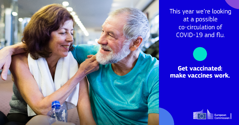 EU_Health's tweet photo. With COVID-19 &amp; flu potentially co-circulating this autumn/winter, vulnerable people are at an increased risk. 

Vaccination is one of our most effective tools against both viruses.

Get vaccinated: make vaccines work

#HealthUnion @ECDC_EU @WHO_Europe