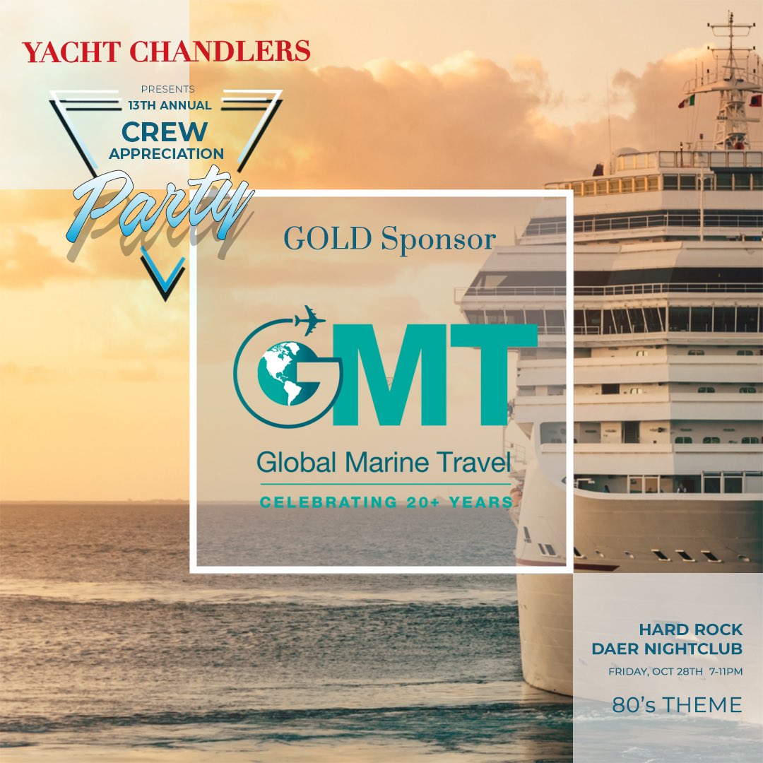 YachtChandlers's tweet photo. We are extremely grateful to all of our sponsors for their support and participation towards our 13th Annual Crew Appreciation Party. Thank you @FLYGMT for being our GOLD SPONSOR.
#crewappreciationparty #yachtchandlers #flygmt https://t.co/ByYr1Qjkty