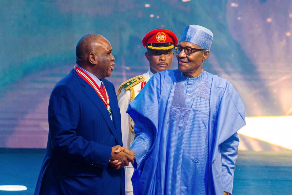 Congratulations to our President Prof. Benedict Oramah, on his conferment of the National Honour  - Commander Of the Order Of the Niger (CON) by His Excellency President Muhammadu Buhari, President of the Federal Republic of Nigeria. #Afreximbank #Nigeria #Africa