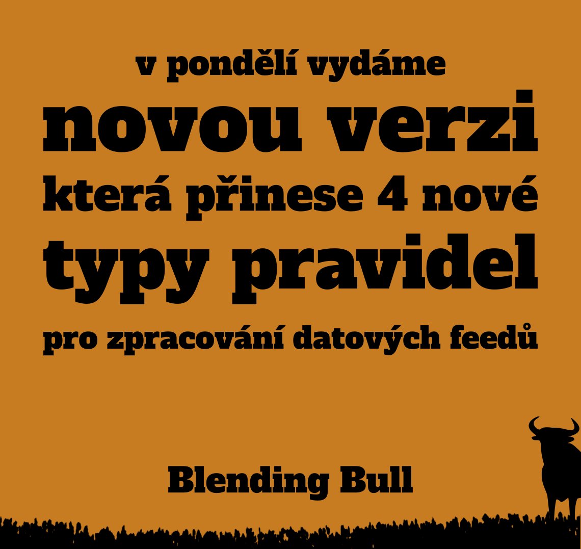 🆕 Nová verze 🐮 <a href="/BlendingBull/">Blending Bull</a> přinese nové typy pravidel pro čištění dat, zadávání více hodnot do pravidel a nastavení rozlišování malých a velkých písmen pravidly.

Seznam novinek:
forum.mergado.cz/t/blending-bul…