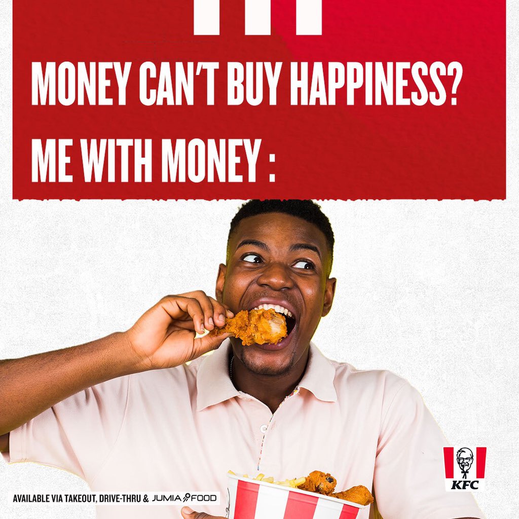 kfcnigeria's tweet photo. Whoever said "money can't buy happiness" didn't get the memo:
Have you tried our WCW bucket of chicken?
Walk into any of our restaurants or order via @jumiafoodng to get a 37% discount today.
#WCW #KFC #Bucketofchicken https://t.co/S9W1ceiNll