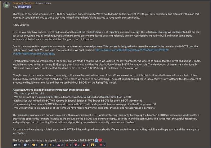 BoBots1984's tweet photo. Quick update: Optimizing for our earliest supporters, holders, community, and opportunity to build out THE B-BOTS.

Questions? Visit us in our discord at https://t.co/kb1NW9WWt7 https://t.co/bOE8XFSWDs