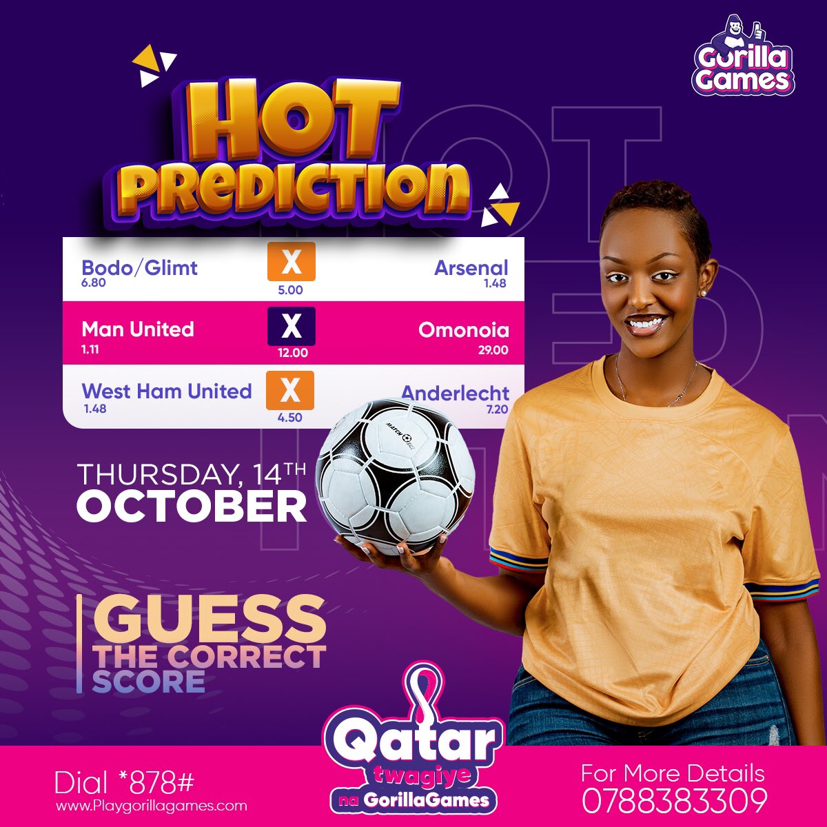 PREDICT AND WIN YAHAGEZE 🔥🔥🔥

Ba muri batatu bambere bakora prediction kuri Iyi mikino itatu, maze yose niba uko wabiteze utsindire betting bonus y’i 10,000 Rwf hamwe na Jersey y’ikipe ufana. 🤩🥳🔥

Amategeko n’amabwiriza birakurikizwa. 

#HotPredictionsGorillaGames