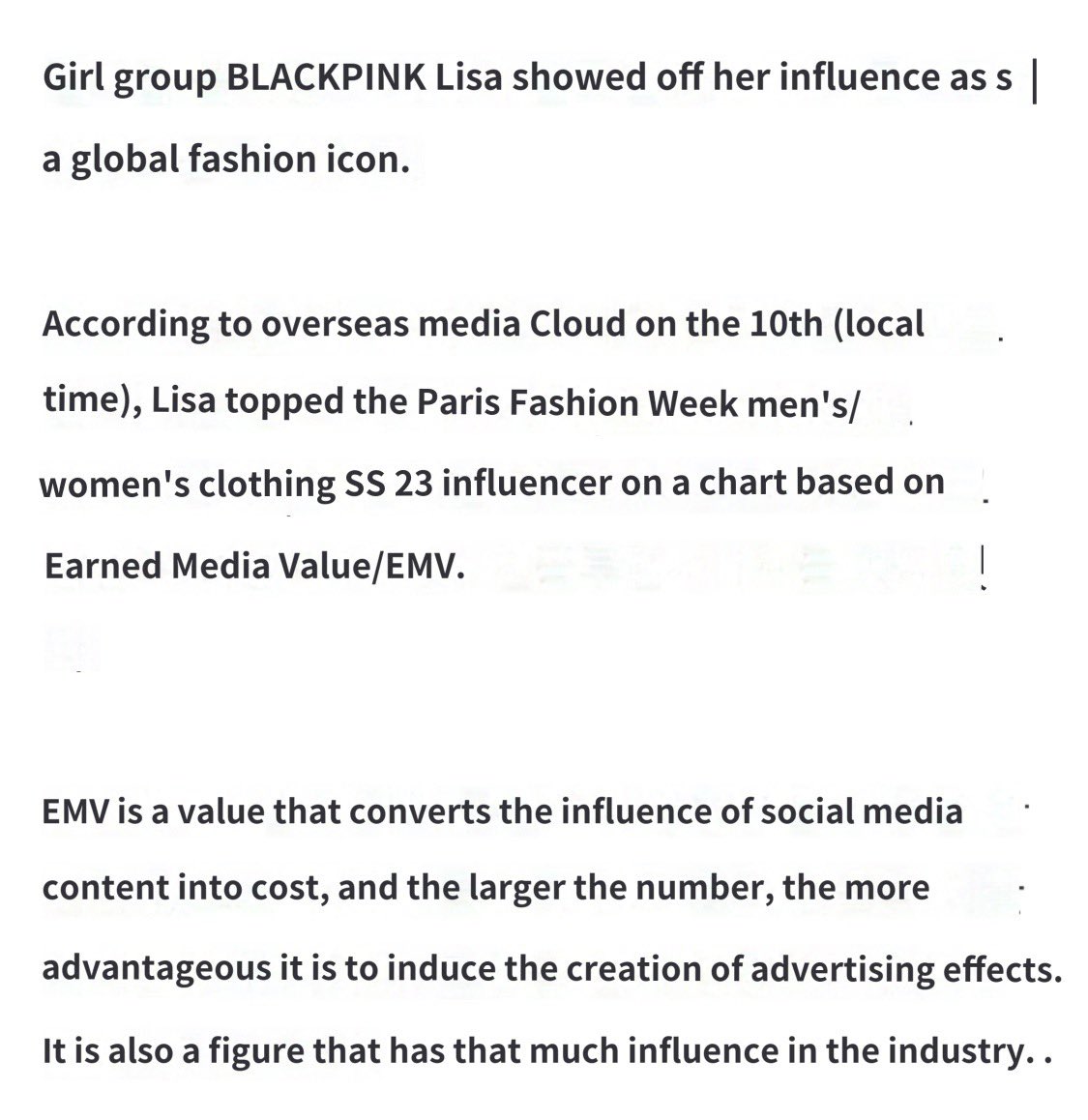 LaliceUpdates's tweet photo. New NAVER Article about #LISA . React with the 2nd emoji to the link and share via Naver Blog. ⬇️

“@BLACKPINK #LISA, the number one influencer in Paris Fashion Week, "Global Fashion Icon."

🔗 https://t.co/ZKd28r5oke

#LALISA #MONEY https://t.co/q2JrowlgQU