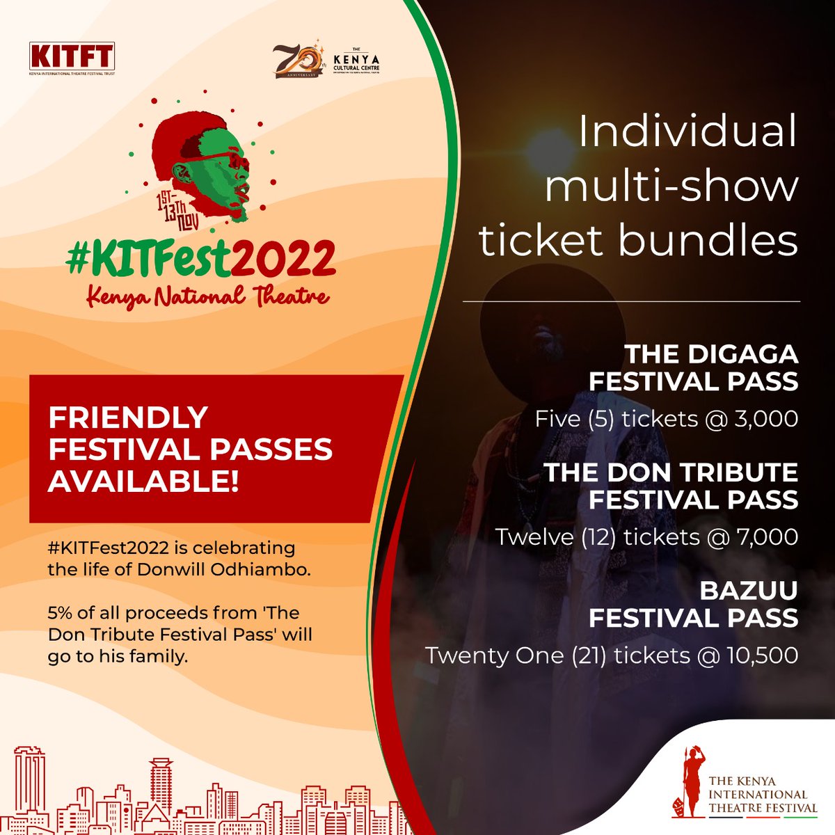 kitfest_ke's tweet photo. TICKET GIVEAWAY!

Greetings #KITFesters! As we are fast approaching The #KITFestNairobiEdition2022, we would like to announce that we will be giving away Two(2) Full Festival Passes to see all 21 shows.

For more details, visit our Instagram page (@kitfest_ke)

#KITFest2022 https://t.co/GZ9JtQ3rzv