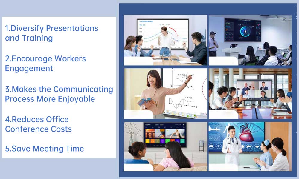 HuEasonCOM's tweet photo. What are the advantages of interactive whiteboard in office?
5 main benefits 
1. Diversify Presentations and Training
2. Encourage Workers Engagement
3. Makes the Communicating Process More Enjoyable
4. Reduces Office Conference Costs
5. Save Meeting Time
#InteractiveWhiteboards https://t.co/ErnboR6gYp