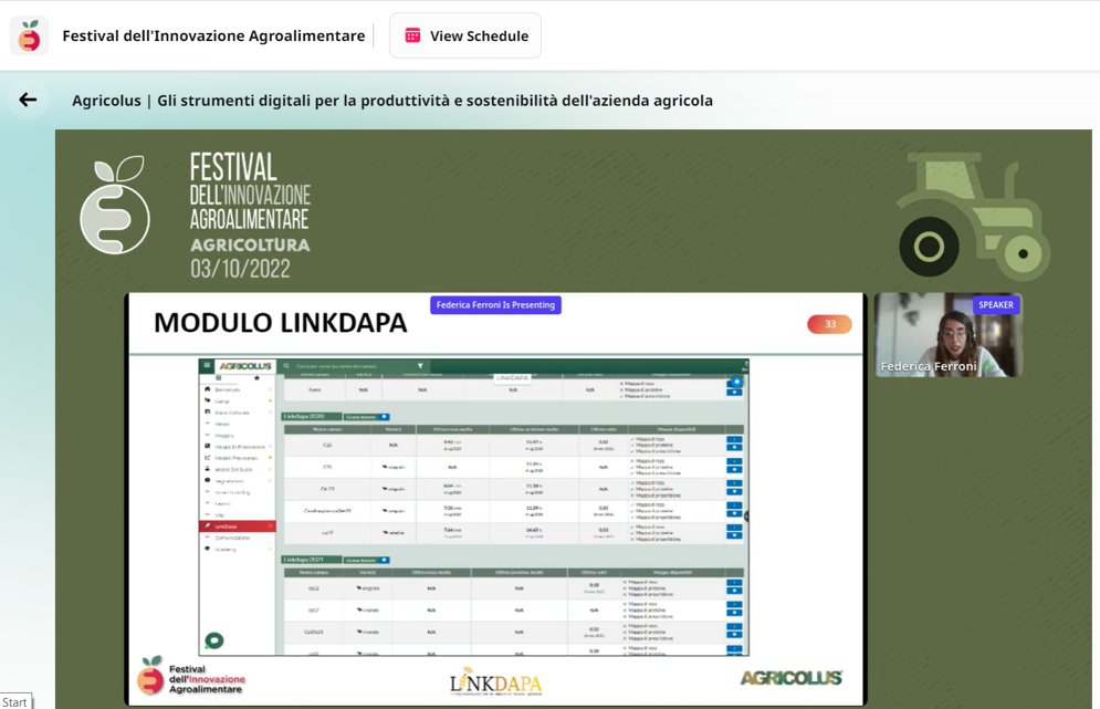 linkdapa's tweet photo. LINKDAPA was presented by @AgricolusSuite at "Festival dell'Innovazione Agroalimentare", the online event that gathered many #food innovators!
3rd October was dedicated to #smartagriculture and #agtech tools to support farmers.
@EITFood @UniofReading  @JohnDeere  @UniHohenheim https://t.co/AKvTjaaVjQ