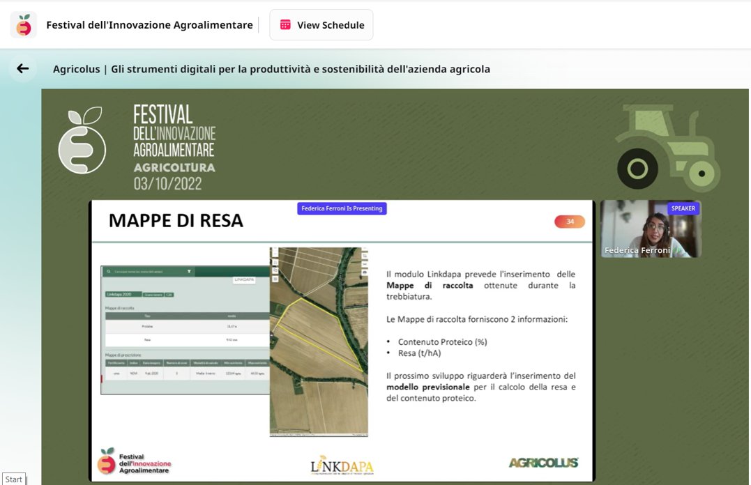 linkdapa's tweet photo. LINKDAPA was presented by @AgricolusSuite at "Festival dell'Innovazione Agroalimentare", the online event that gathered many #food innovators!
3rd October was dedicated to #smartagriculture and #agtech tools to support farmers.
@EITFood @UniofReading  @JohnDeere  @UniHohenheim https://t.co/AKvTjaaVjQ