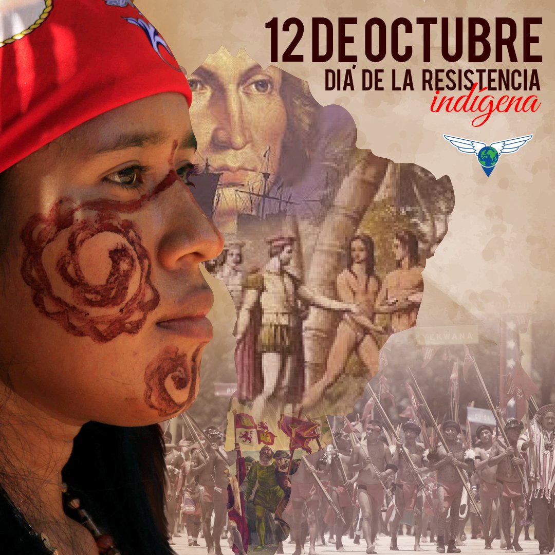 MemoriaHis's tweet photo. 12 de octubre. Día de la Hispanidad en España. Genocidio, saqueo, matanzas, violaciones, esclavitud, colonización, occidentalismo... NADA QUE CELEBRAR. 
Celebramos el Día de la Resistencia Indígena. ✊🏴‍☠️ https://t.co/32Flc7HVwp