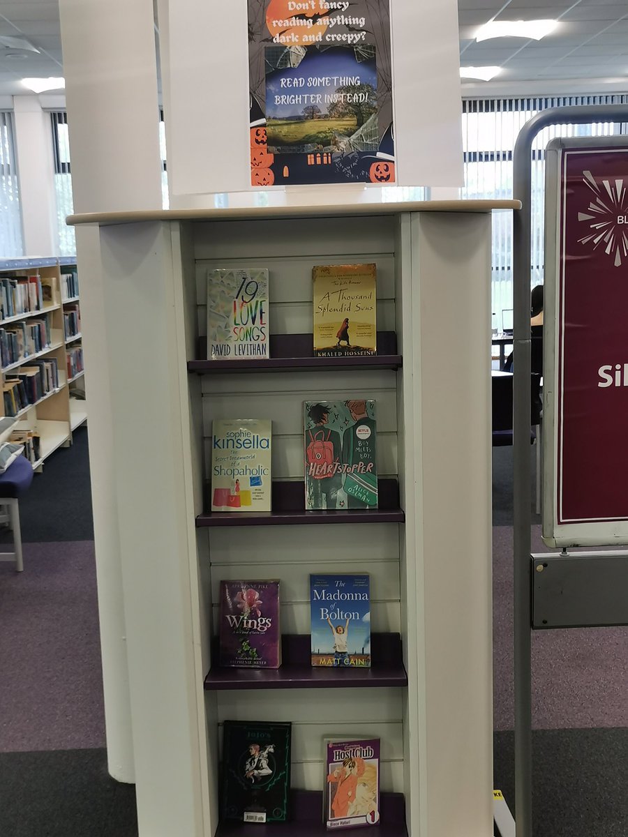 FYiBlackpool6th's tweet photo. Get your spooky read in time for half term! Or, if you’re not feeling the fear, try something lighter instead 😊@BlackpoolSixth #GetBlackpoolReading #literacy #halloween https://t.co/AxIVPU1By6