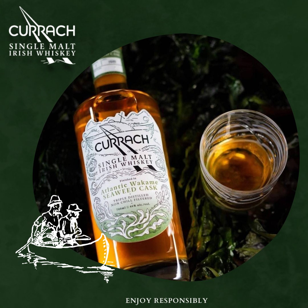 Currach Wakame, made from 100% Irish malted barley. Initially matured in 1st fill American oak ex-bourbon barrels before being finished in Atlantic Wakame seaweed charred American oak casks.

Get yours at currachwhiskey.com

#IrishSeaweed #SingleMalt #Wakame #CurrachWhiskey