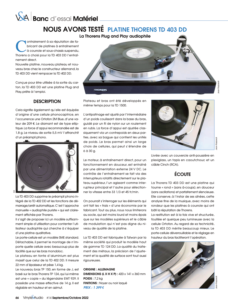 VinyleAudio's tweet photo. Banc d'essai Matériel 🆕🔉 Retrouvez le nec + ultra des équipements hifi dans le 14ème opus de @VinyleAudio avec 20 pages de tests et de pur bonheur audio. Qu'on se le dise ! 😉👌 #Sonoro #Thorens #Ortofon #EmtCartridges #Primaluna #Magnat #Luxman #TotemAcoustic #Liedson #Agapé https://t.co/oLlrscVljK