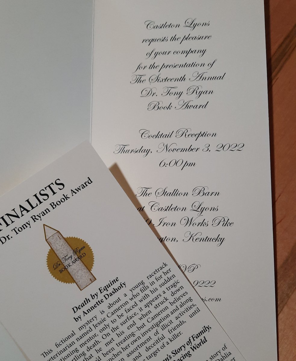 It's beginning to feel REAL. Received my official invitation to the Dr. Tony Ryan Book Award presentation from @castletonlyons! So excited to be a finalist! @SINCnational @PghSinC @Pennwriters