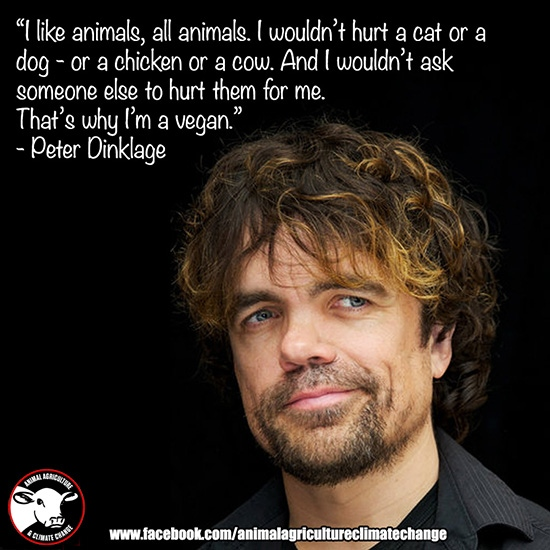 Be like Peter Dinklage. Make the connection and go vegan! 😊❤️🌱🌱 #veganism