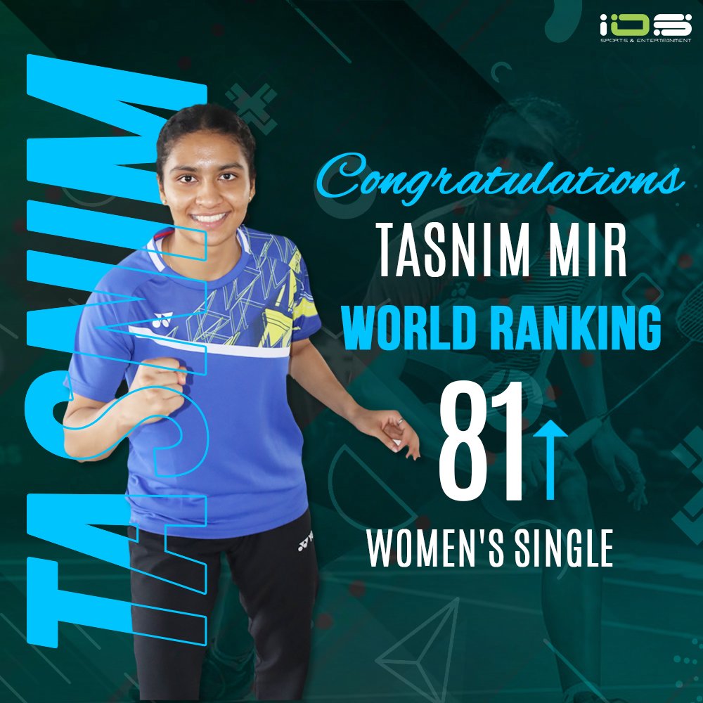 iosindiaoff's tweet photo. Congratulations to @Tasnimmir_india on achieving World ranking #81 in Women's single. 🏸 

#Badminton #Limitless #Hardwork #AimForMore #tasnimmir https://t.co/P3bGhDBwgv