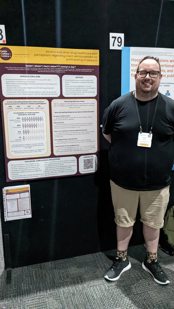 Edith__Collins's tweet photo. 🎉A huge congratulations to one of our ECRs, @DanWinter_AU, awarded the best poster in the early career category at #APSAD22.🎉
Dans poster looked at healthcare staff perceptions around AOD client reimbursement when they participate in research. @APSADConf @ApsadEmcr @syd_health https://t.co/jh0CBJOCWx