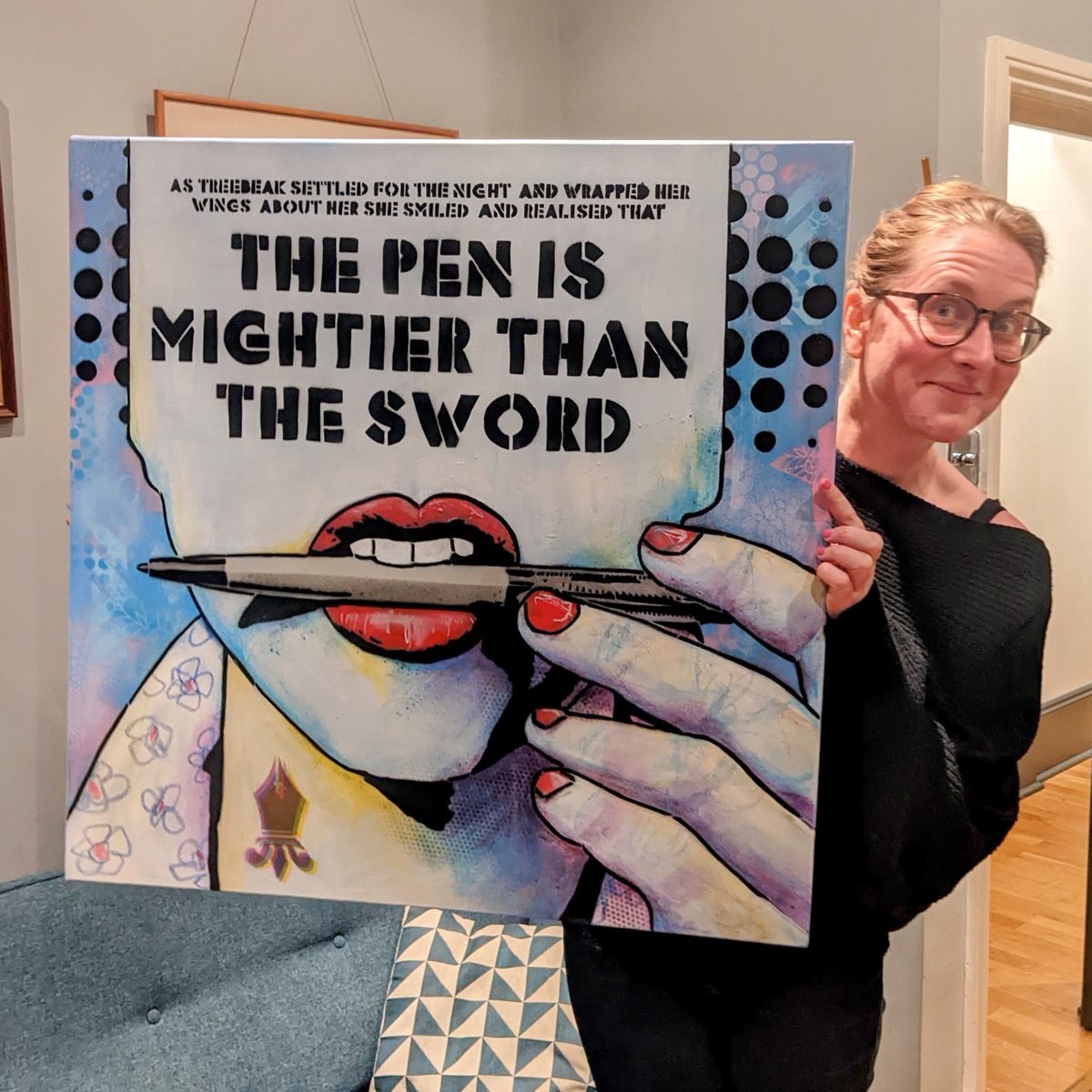 Thisisidiom's tweet photo. “As Treebeak settled for the night and wrapped her wings around herself she smiled and realised that the pen is mightier than the sword.”
#pen #sword #penismightier #lips #stencil #text #font #painting #art #urban #london #thisisidiom #treebeak #dragon #books #graffiti https://t.co/QSeDkoxVDo