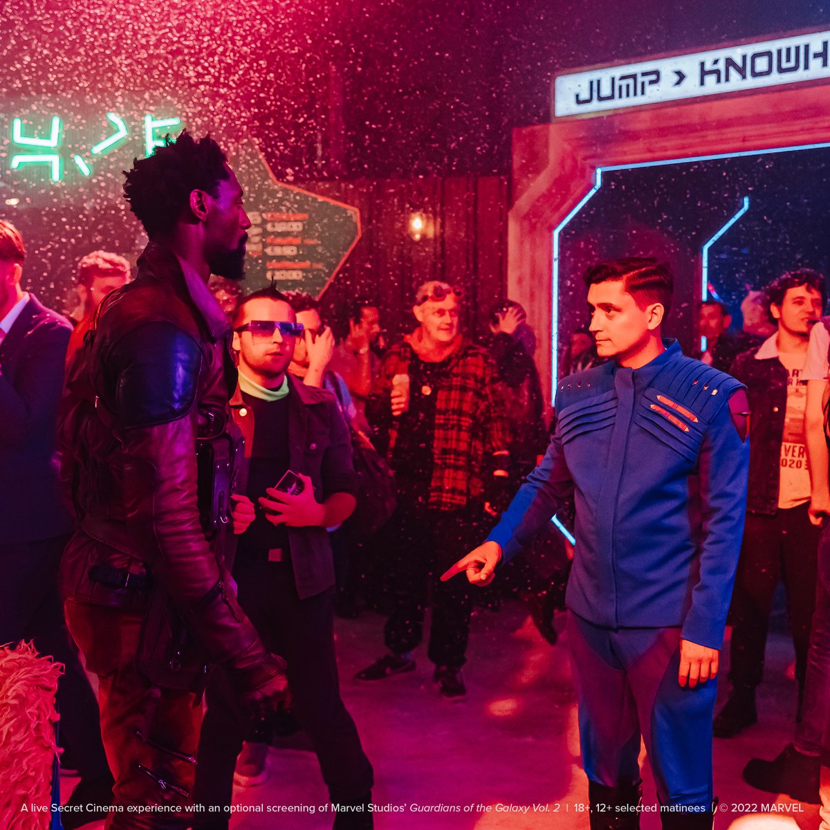 Warning! Any of the following actions will result in your immediate arrest:

🕺 Bad dancing
😳 Betraying your clan
👮 Giving the Nova Corps attitude

You’ve been warned…

📷 Luke Dyson

#SecretCinema #RiseUpRavagers #GuardiansOfTheGalaxy