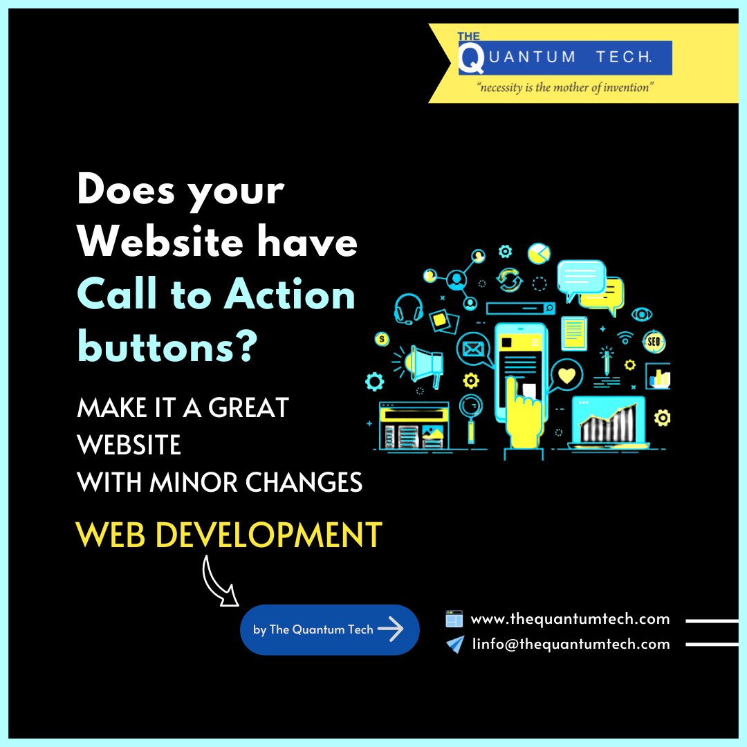 Thequantumtech1's tweet photo. Call to Action buttons are vital!
#thequantumtech #technology #innovation #SEO #WordPress #business #webdesign #traffic #blog #design #marketing #website #websitedesign #websites #websitedesigner #WebsiteDevelopment #websitelaunch #websitebuilder #websitedeveloper #websitetraffic https://t.co/tS2YsEw4P1