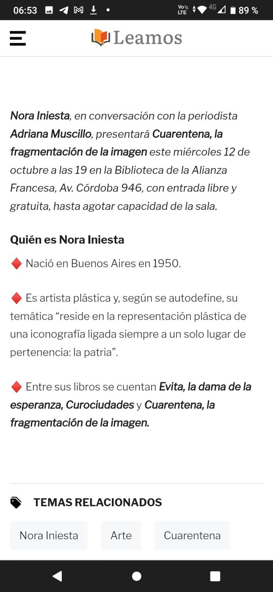 Esta tarde, 19 horas, en la Biblioteca de la Alianza Francesa, los esperamos! Gracias Infobae Leamos #infobaeleamos