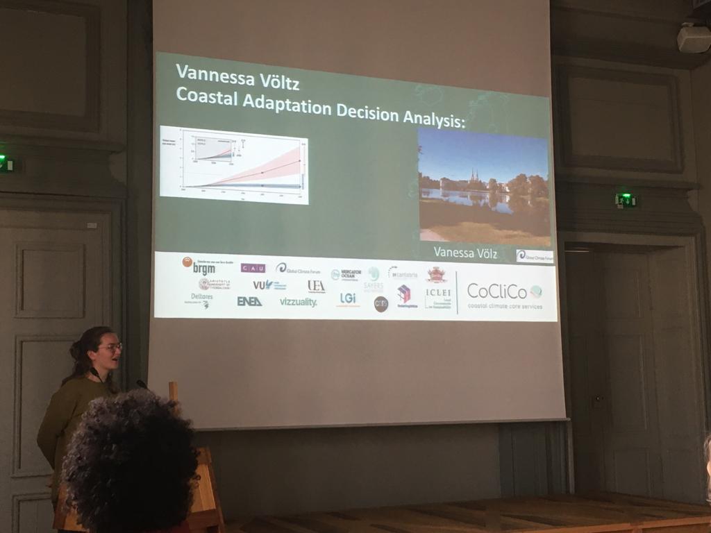 CoastalAdapt's tweet photo. Our PhD student, Vanessa, just presented her PhD topic about sea level rise learning scenarios within coastal adaptation decisions at the @CoCliCoServices project meeting. #slr #learningscenarios #coastaladaptation #WomeninScience https://t.co/VRky3yD8z9