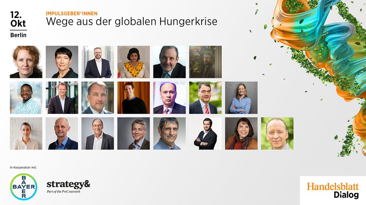 BayerDialog's tweet photo. Wir freuen uns auf alle Perspektiven beim @handelsblatt Dialog zur #Welternährung. Mit dabei: @ursnigglifibl, @i_spielvogel, @UHemBer,  @berninger71, @LittekManon, @BenediktBoesel, @TassosHaniotis, @Branca59, @MuluSolomonB, @bender_silvia  Live-Webcast: https://t.co/2Tqm4Cj5wc https://t.co/QsSml0D25s