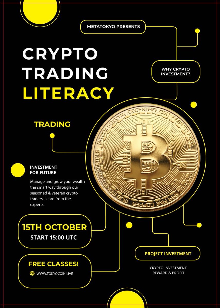 Chromata (Tokyo) Project will be hosting free Crypto trading class for everyone and the speaker is a popular crypto youTuber.Many Rewards are going to be given to lucky participants. Lastly I will advice you all to buy  their Tokyo coin now that's low,alot is happening in there.