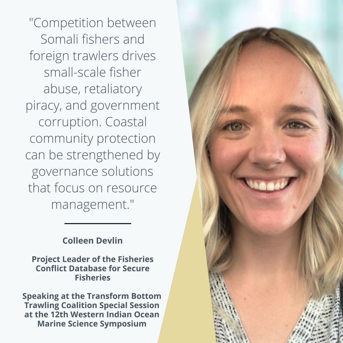 📣 Calling all <a href="/wiomsa/">WIOMSA</a> attendees! Join our session on 14/10 at 14.30 to hear how Colleen and her colleagues at <a href="/SecureFisheries/">Secure Fisheries</a> work to strengthen coastal community protection - including reducing conflict with #bottomtrawlers - by supporting locally-led resource management  🪸🐠