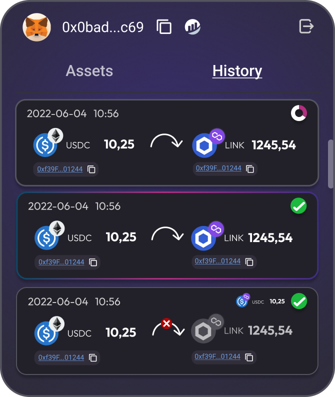 UI updates 🚀
We practice continuous deployment &amp; mobile first, you will see new features appear incrementally better.
New features of the week:
- Transaction status modal for currently executing tx. 
- Mini-Dashboard feature &amp; overview of tx history.

Come check it out!